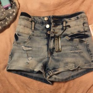 BNWT high waist shortie Charlotte Russe distressed denim cutoffs